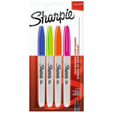 Markery permanentne Sharpie Fine, 4 kolory